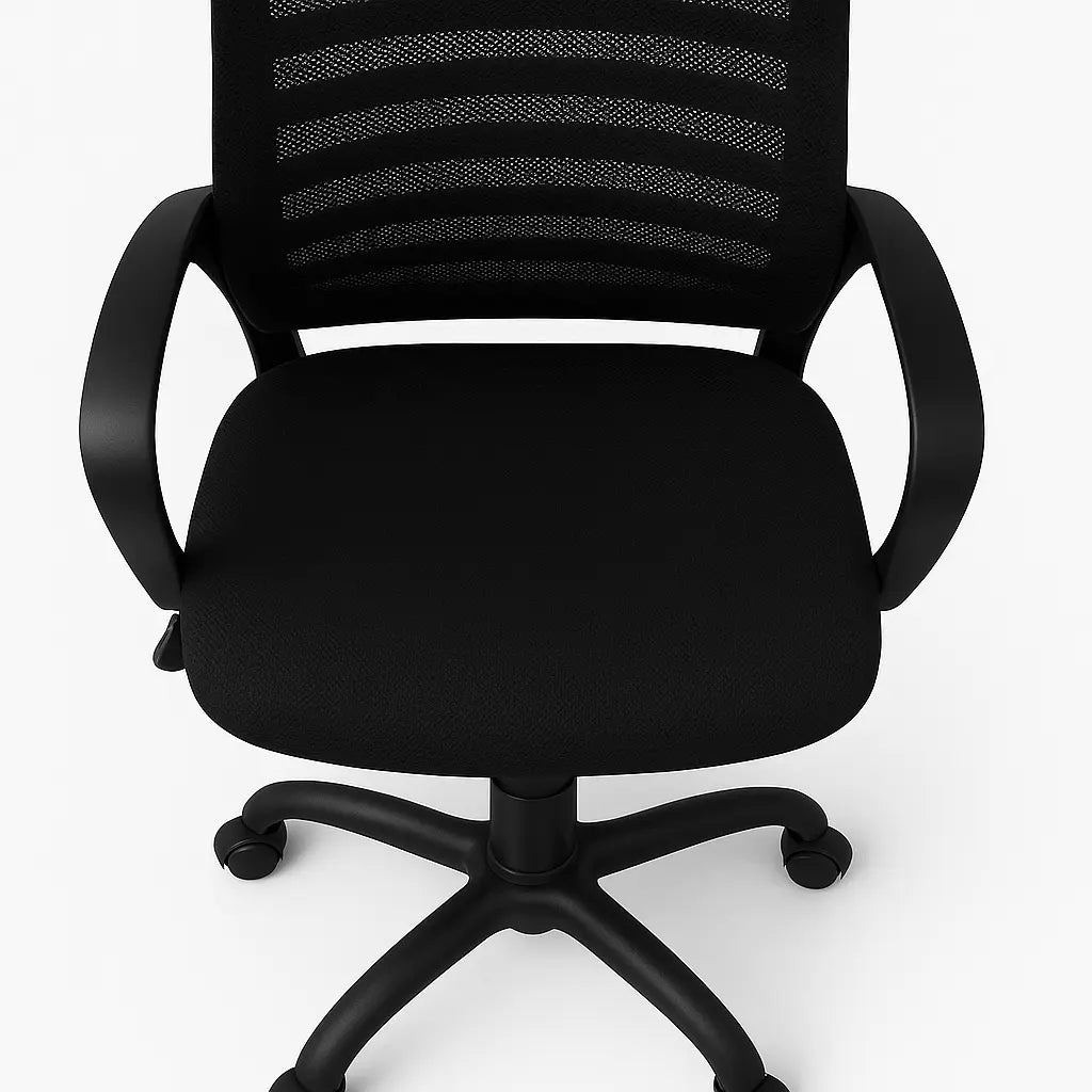 Ergonomic Mesh Office Chair – Black with Fixed Armrests & 45° Incline ErgoEdge