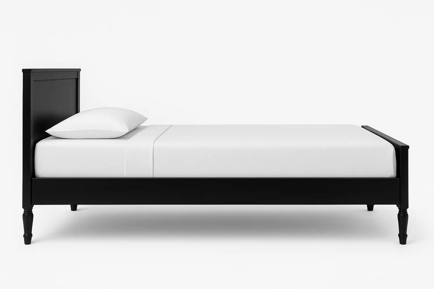Modern Wooden Platform Bed - Single Bed (78*30inch) - Sleek Black ErgoEdge