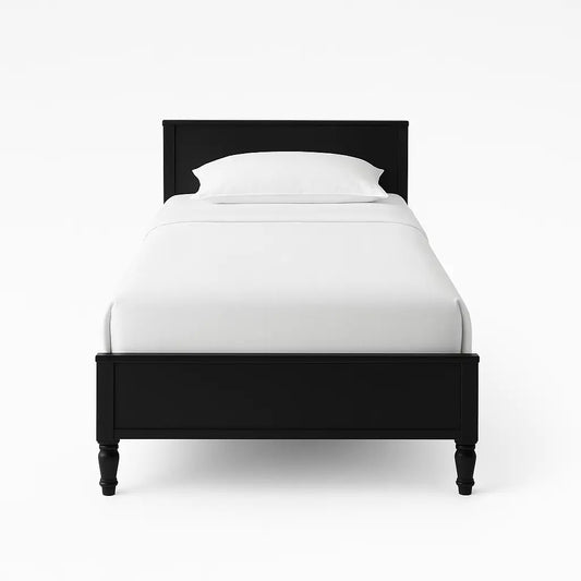 Modern Wooden Platform Bed - Single Bed (78*30inch) - Sleek Black ErgoEdge
