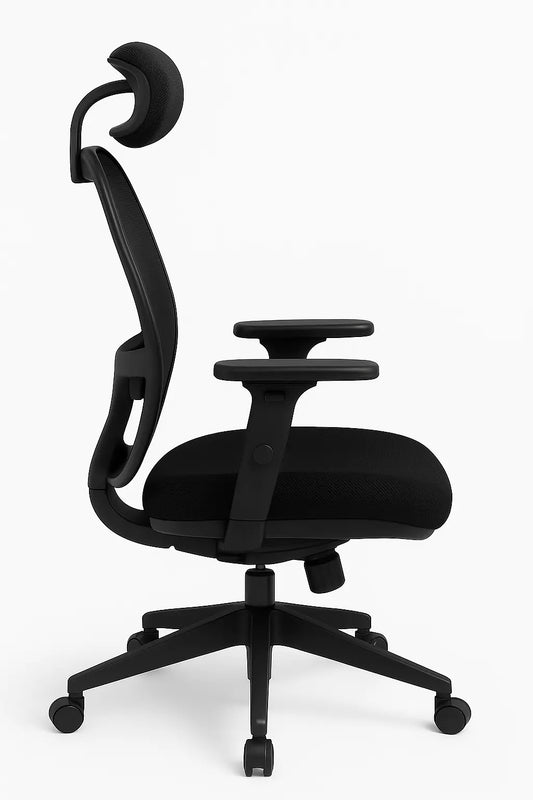 Premium Ergonomic Office Chair with 3D Headrest & Lumbar Support - Black ErgoEdge