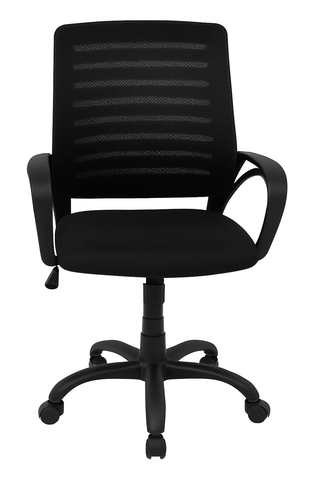 Ergonomic Mesh Office Chair – Black with Fixed Armrests & 45° Incline ErgoEdge