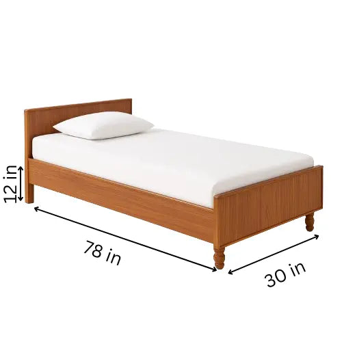 Modern Wooden Platform Bed - Single Bed (78*30inch) - Wooden Brown ErgoEdge