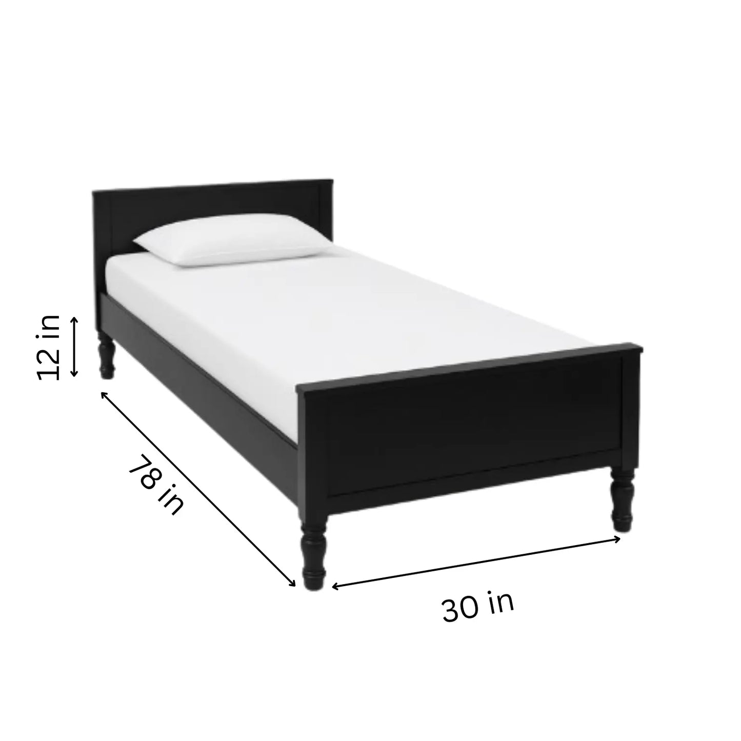 Modern Wooden Platform Bed - Single Bed (78*30inch) - Sleek Black ErgoEdge