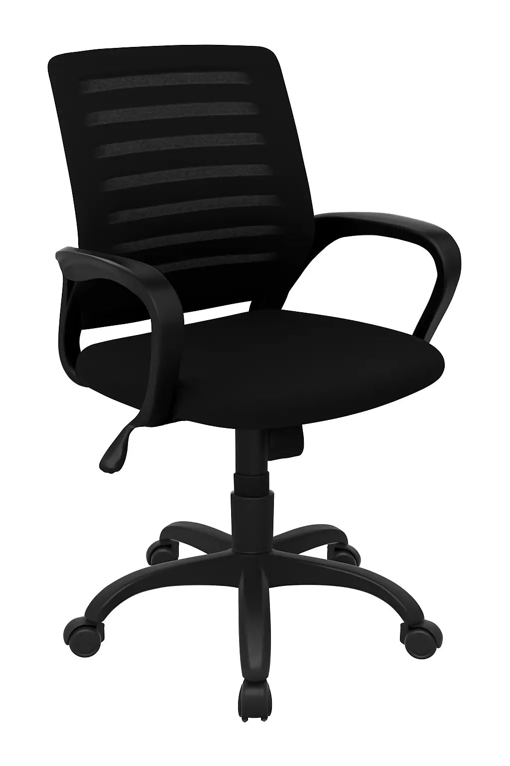 Ergonomic Mesh Office Chair – Black with Fixed Armrests & 45° Incline ErgoEdge
