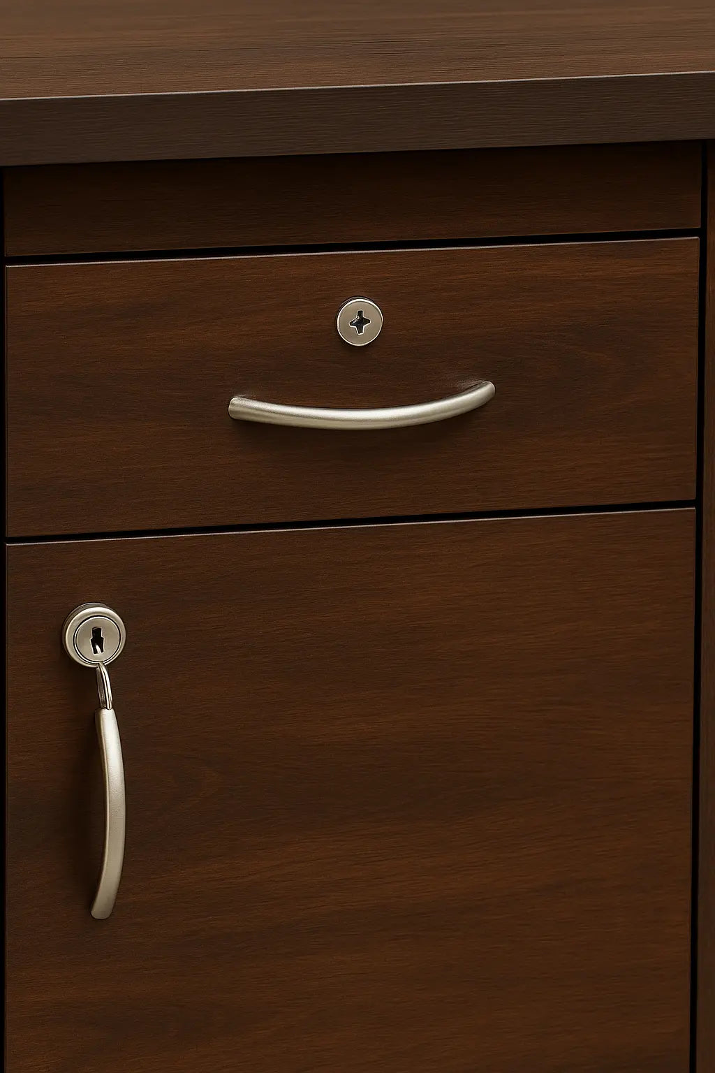 Classic Wooden Office Desk with Storage Drawers and Footrest ErgoEdge