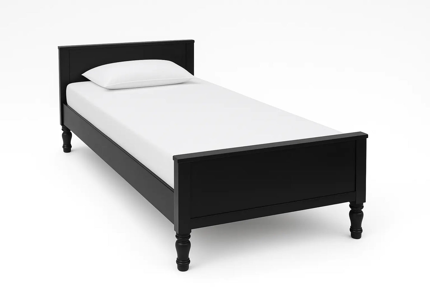 Modern Wooden Platform Bed - Single Bed (78*30inch) - Sleek Black ErgoEdge