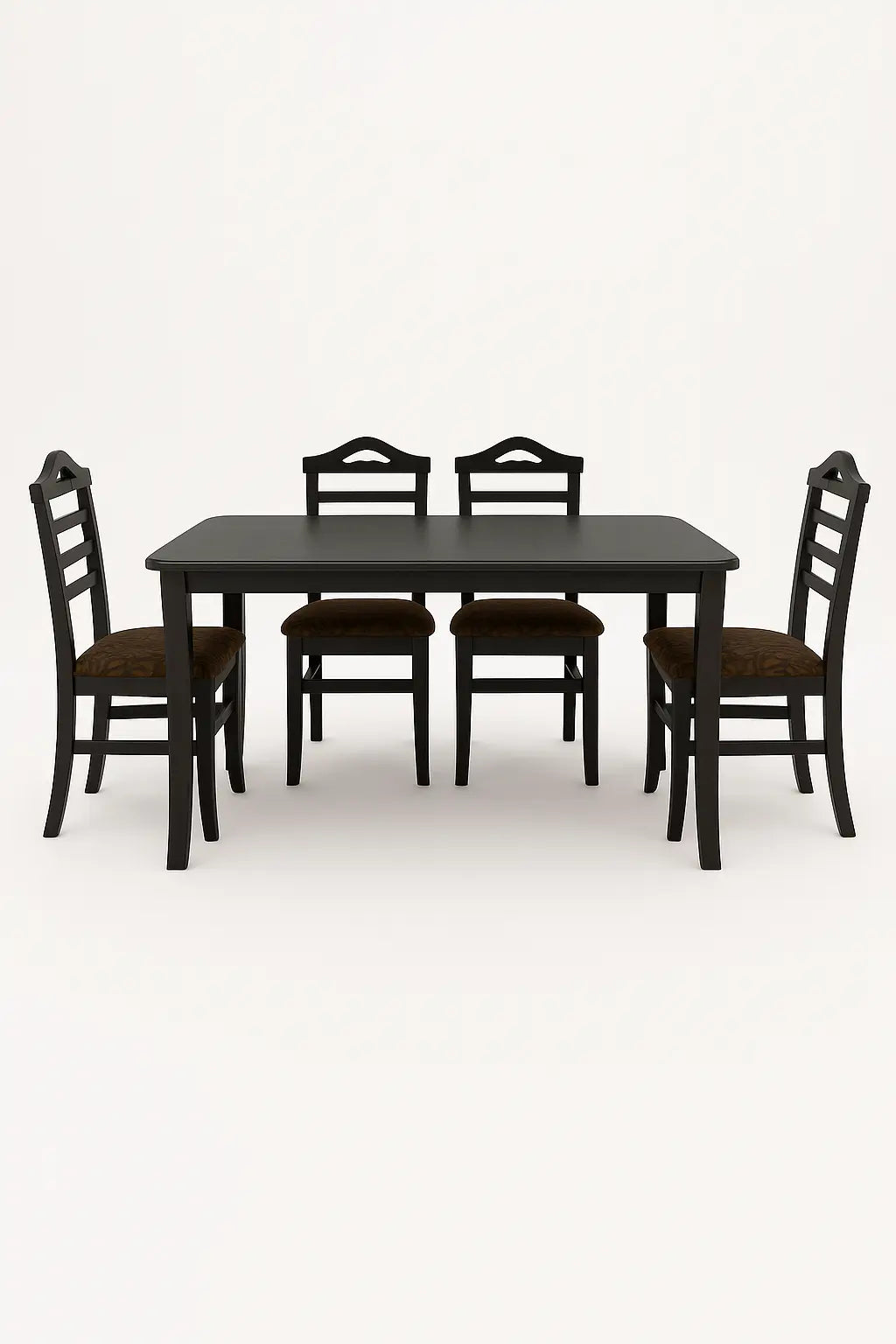 4-Seater Wooden Dining Table Set - Dark Brown ErgoEdge