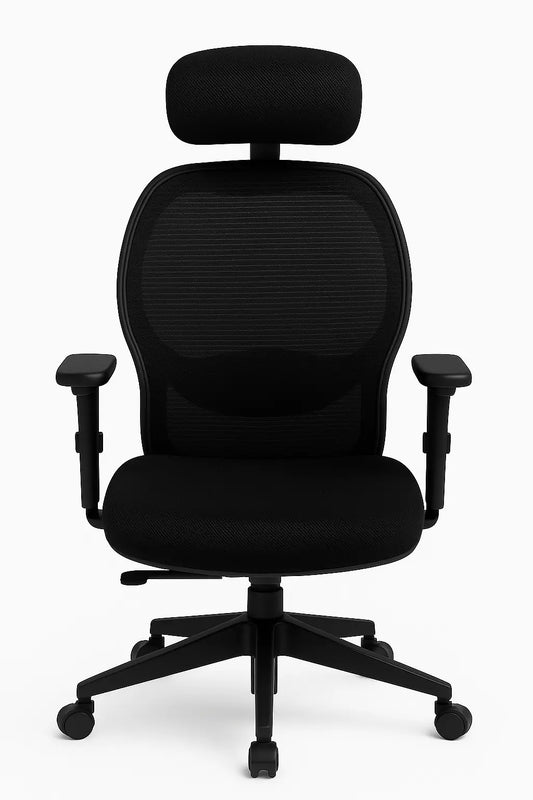 Premium Ergonomic Office Chair with 3D Headrest & Lumbar Support - Black ErgoEdge