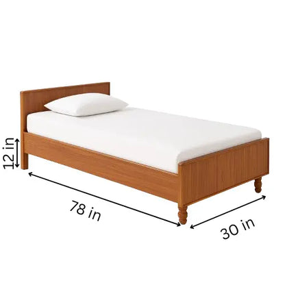Modern Wooden Platform Bed - Single Bed (78*30inch) - Wooden Brown ErgoEdge