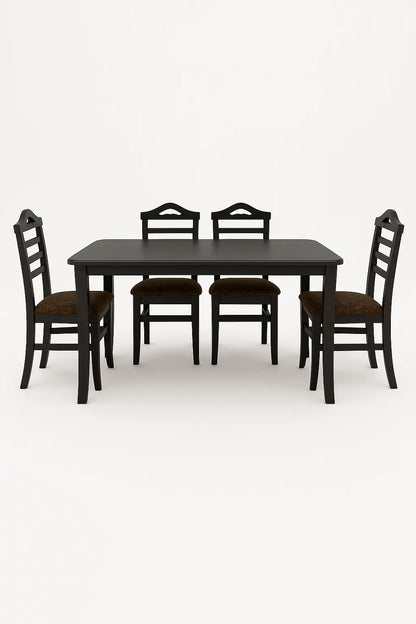4-Seater Wooden Dining Table Set - Dark Brown ErgoEdge