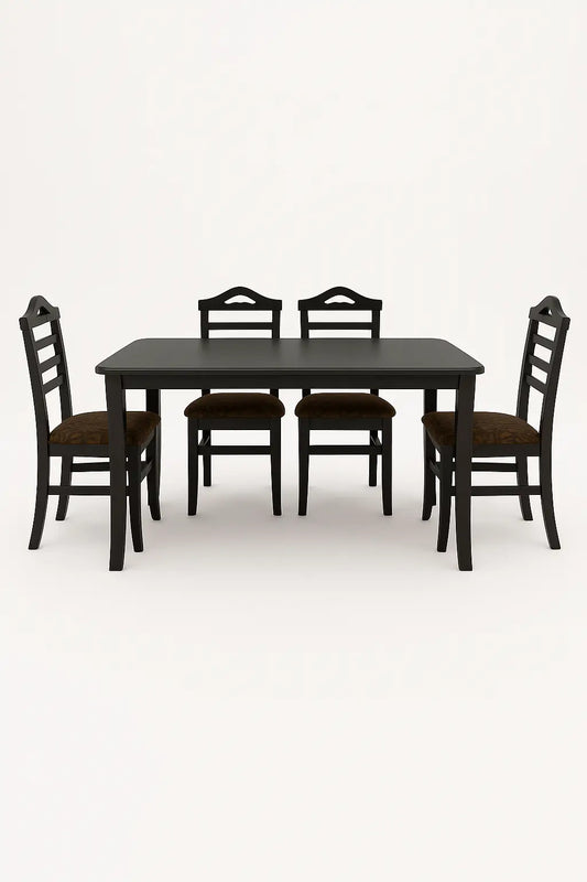 4-Seater Wooden Dining Table Set - Dark Brown ErgoEdge