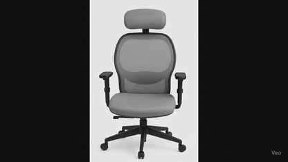 Premium Ergonomic Office Chair with 3D Headrest & Lumbar Support - Grey